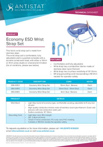 Antistat 066-0065 ESD-Handgelenkband Blau Antistat 066-0065 ESD-Handgelenkband Blau von Antistat