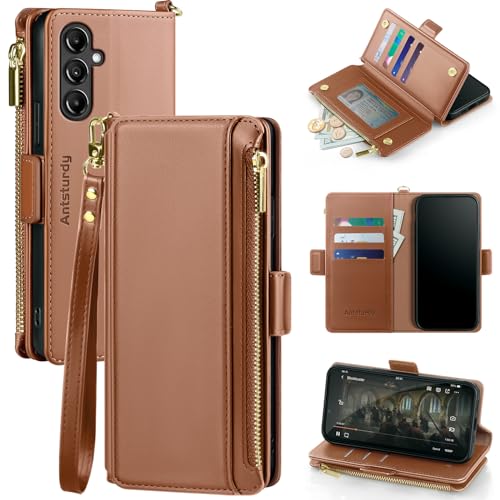 Antsturdy Handyhüllen & Cover, Schutzhülle für Samsung Galaxy A14 5G, RFID-blockierend, Reißverschluss, 7 Kartenfächer, PU-Leder, Kreditkartenetui mit Handgelenkschlaufe, Herren und Damen, Hellbraun Antsturdy Handyhüllen & Cover, Schutzhülle für Samsung Galaxy A14 5G, RFID-blockierend, Reißverschluss, 7 Kartenfächer, PU-Leder, Kreditkartenetui mit Handgelenkschlaufe, Herren und Damen, Hellbraun von Antsturdy