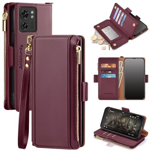 Antsturdy Kompatibel mit Motorola Edge 2023 Brieftaschen-Schutzhülle mit Kartenhalter, für Damen und Herren, PU-Leder, RFID-blockierend, Ständer, Handschlaufe, Reißverschluss, Kreditkartenfächer Antsturdy Kompatibel mit Motorola Edge 2023 Brieftaschen-Schutzhülle mit Kartenhalter, für Damen und Herren, PU-Leder, RFID-blockierend, Ständer, Handschlaufe, Reißverschluss, Kreditkartenfächer von Antsturdy