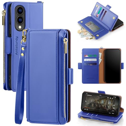 Antsturdy Kompatibel mit Samsung Galaxy S25 Edge Brieftaschen-Schutzhülle mit Kartenhalter, PU-Leder, Klapp-Schutzhülle, RFID-blockierende Handschlaufe, Kreditkartenfächer, Ständer, für Herren und Antsturdy Kompatibel mit Samsung Galaxy S25 Edge Brieftaschen-Schutzhülle mit Kartenhalter, PU-Leder, Klapp-Schutzhülle, RFID-blockierende Handschlaufe, Kreditkartenfächer, Ständer, für Herren und von Antsturdy