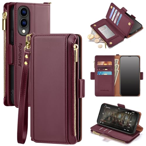 Antsturdy Kompatibel mit Samsung Galaxy S25 Edge Brieftaschen-Schutzhülle mit Kartenhalter, PU-Leder, Klapp-Schutzhülle, RFID-blockierende Handschlaufe, Kreditkartenfächer, Ständer, für Herren und Antsturdy Kompatibel mit Samsung Galaxy S25 Edge Brieftaschen-Schutzhülle mit Kartenhalter, PU-Leder, Klapp-Schutzhülle, RFID-blockierende Handschlaufe, Kreditkartenfächer, Ständer, für Herren und von Antsturdy