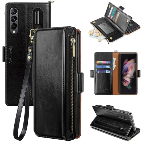 Antsturdy Samsung Galaxy Z Fold 4 5G Wallet with Card Holder for Women Men,Galaxy Z Fold 4 5G Phone case RFID Blocking PU Leather Flip Shockproof Cover with Strap Zipper Credit Card Slots,Black Antsturdy Samsung Galaxy Z Fold 4 5G Wallet with Card Holder for Women Men,Galaxy Z Fold 4 5G Phone case RFID Blocking PU Leather Flip Shockproof Cover with Strap Zipper Credit Card Slots,Black von Antsturdy