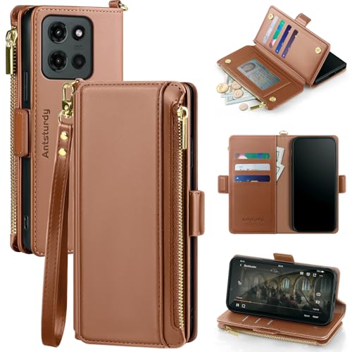 Antsturdy Schutzhülle für Motorola Moto G 5G 2025, mit Kartenhalter, für Damen und Herren, PU-Leder, RFID-blockierend, Ständer, Handschlaufe, Reißverschluss, Kreditkartenfächer, stoßfeste Handyhülle Antsturdy Schutzhülle für Motorola Moto G 5G 2025, mit Kartenhalter, für Damen und Herren, PU-Leder, RFID-blockierend, Ständer, Handschlaufe, Reißverschluss, Kreditkartenfächer, stoßfeste Handyhülle von Antsturdy