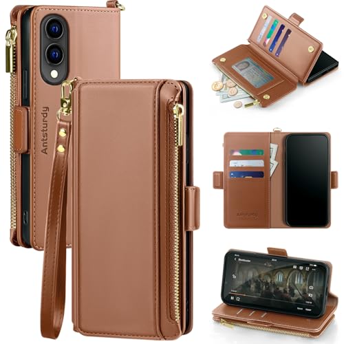 Antsturdy Schutzhülle für Samsung Galaxy S25 Edge, mit Kartenhalter, PU-Leder, Klapp-Schutzhülle, RFID-blockierend, Handschlaufe, Kreditkartenfächer, Ständer, für Herren und Damen, Hellbraun Antsturdy Schutzhülle für Samsung Galaxy S25 Edge, mit Kartenhalter, PU-Leder, Klapp-Schutzhülle, RFID-blockierend, Handschlaufe, Kreditkartenfächer, Ständer, für Herren und Damen, Hellbraun von Antsturdy