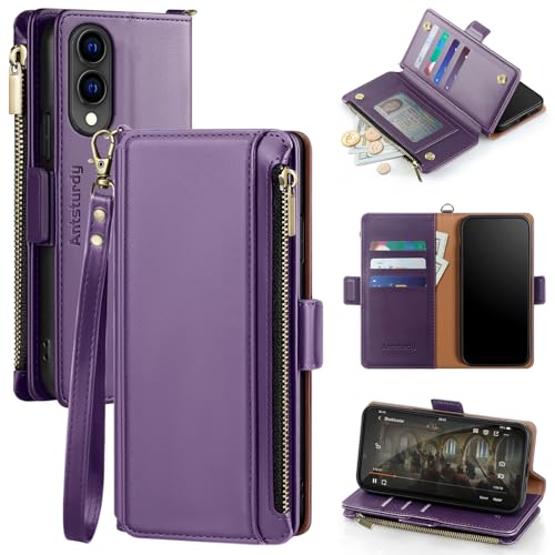 Antsturdy Schutzhülle für Samsung Galaxy S25 Edge, mit Kartenhalter, PU-Leder, Klapp-Schutzhülle, RFID-blockierend, Handschlaufe, Kreditkartenfächer, Ständer, für Herren und Damen, Violett Antsturdy Schutzhülle für Samsung Galaxy S25 Edge, mit Kartenhalter, PU-Leder, Klapp-Schutzhülle, RFID-blockierend, Handschlaufe, Kreditkartenfächer, Ständer, für Herren und Damen, Violett von Antsturdy
