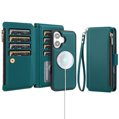 Antsturdy Schutzhülle für iPhone 16, mit Kreditkartenfächern, kompatibel mit Magsafe, magnetisch, 2-in-1, abnehmbares PU-Leder, RFID-blockierend, Handschlaufe, Reißverschluss, für Damen und Herren Antsturdy Schutzhülle für iPhone 16, mit Kreditkartenfächern, kompatibel mit Magsafe, magnetisch, 2-in-1, abnehmbares PU-Leder, RFID-blockierend, Handschlaufe, Reißverschluss, für Damen und Herren von Antsturdy