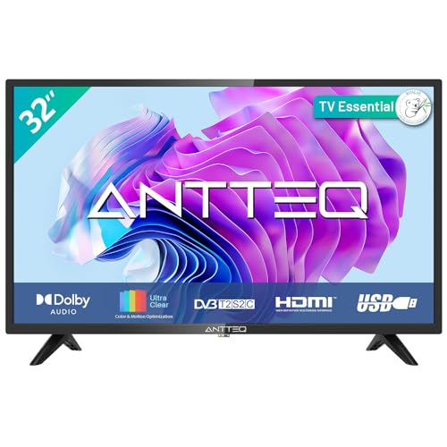 Antteq AB 32D1 Fernseher 32 Zoll (TV 80 cm), Dolby Audio, LED, Triple Tuner DVB-C / T2 / S2, CI+, HDMI, USB, digitaler Audioausgang, incl. Hotelmodus, 2024 von Antteq