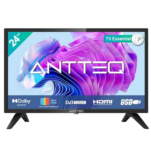 Antteq Essential Series TV 24 Zoll (60 cm) LED Fernseher,Dolby Audio,Triple Tuner DVB-C / T2 / S2,CI+,Hotelmodus,2024 von Antteq