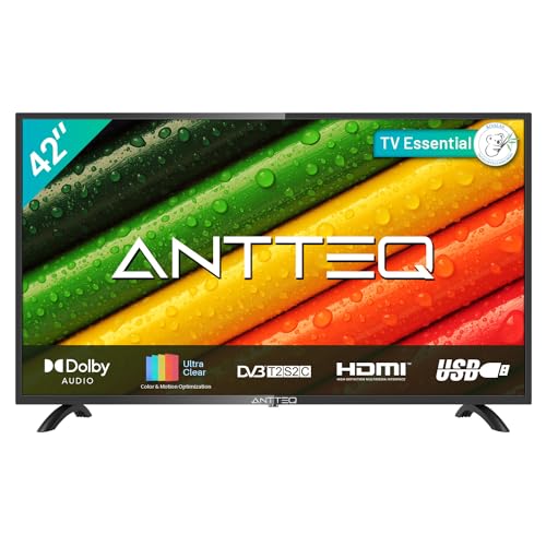 Antteq AB42D1 Fernseher 42 Zoll (TV 107 cm), Dolby Audio, LED, Triple Tuner DVB-C / T2 / S2, CI+, HDMI, Mediaplayer per USB, digitaler Audioausgang, incl. Hotelmodus von Antteq