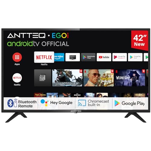 Antteq AG42F3 Smart TV 42 Zoll(Fernseher 106cm) Andriod TV LED, Dolby Audio,Google Assistance,Bluetooth Triple Tuner(DVB-C/S2/-T2),Google Play Store((DAZN/Disney+/Netflix/Prime Video),WiFi von Antteq