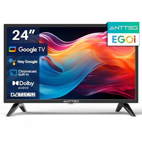 Antteq EGoi Smart tv 24 Zoll (61cm) Google TV, kompatibel mit Google Voice Assistant,Google Play Store Chroemcast,DAZN,Netflix, Prime Video, Wi-Fi,Triple Tuner von Antteq