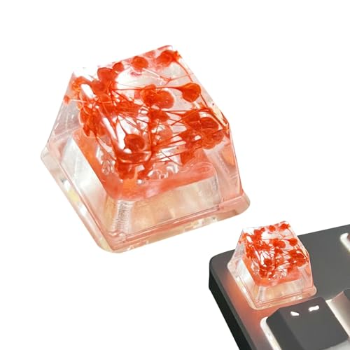 Anulely Tastatur-Tastenkappen aus Kunstharz, Rücktaste, Blumen-Tastenkappen,Gypsophila Sa Profil Schlüsselkappe | Durchscheinend durchscheinend, Spieletastatur, Sa-Profil, Esc-Tastenkappe mit ewigem von Anulely