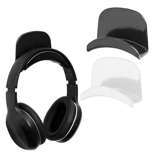 Headset Halterung Halter - Universal Kopfhörer Haken, Wandhalterung Ohrhörer Aufhänger, Kopfhörer Halter mit starkem Klebeband zum Schreibtisch, Wand, Schwarz, weiß 2-Stück von Anwangda