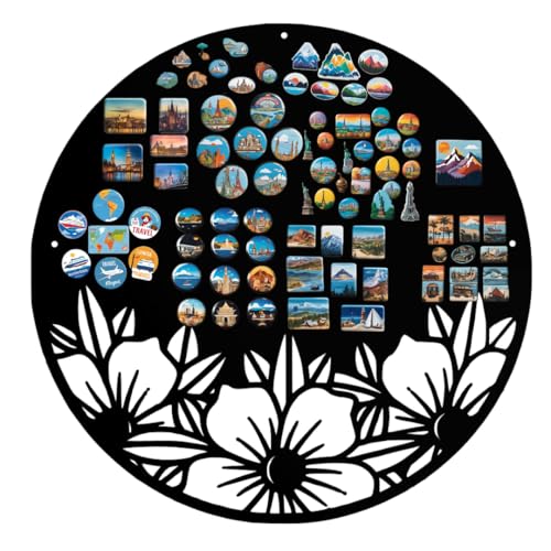 Anwicar Magnettafel - Magnetische Pinnwand mit Blumen-Motiv - ideal für Magnete und Notizen - magnetisches Whiteboard - beschreibbare Tafel - inkl. Montageset - 50x50 cm - Schwarz von Anwicar