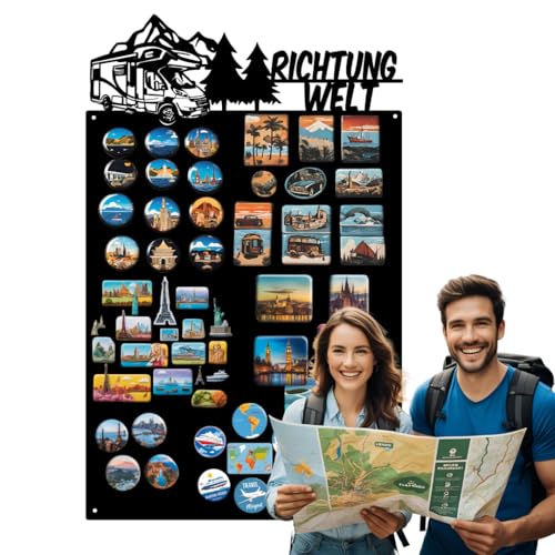 Anwicar Magnettafel - Magnetische Pinnwand mit Camper-Motiv - ideal für Magnete und Notizen - magnetisches Whiteboard - beschreibbare Tafel - inkl. Montageset - 50x80 cm - Schwarz von Anwicar