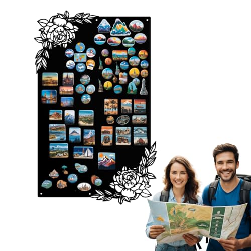 Anwicar Magnettafel - Magnetische Pinnwand mit Rosen-Motiv - ideal für Magnete und Notizen - magnetisches Whiteboard - beschreibbare Tafel - inkl. Montageset - 50x80 cm - Schwarz von Anwicar
