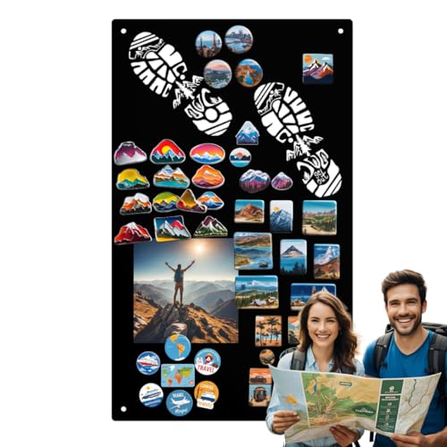 Anwicar Magnettafel - Magnetische Pinnwand mit Wanderschuh-Spuren - ideal für Magnete und Notizen - Whiteboard- beschreibbare Tafel mit Kreidemarkern - inkl. Montageset - Schwarz - 50x30 cm von Anwicar