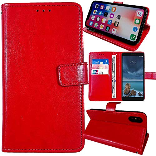 Anybird Flip Leder Tasche Hülle Für Kruger Matz Smarfon LIVE 8 Lederhülle Handyhülle Schutzhülle Handytasche Handy Etui Cover Case Abdeckung (Rot) von Anybird