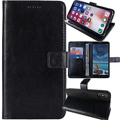Anybird Flip Leder Tasche Hülle Für Kruger Matz Smarfon Live 9 6.5" Lederhülle Handyhülle Schutzhülle Handytasche Handy Etui Cover Case Abdeckung (Schwarz) von Anybird