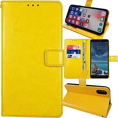 Anybird Flip Leder Tasche Hülle Für Mobicel F50 5" Lederhülle Handyhülle Schutzhülle Handytasche Handy Etui Cover Case Abdeckung (Gelb) von Anybird