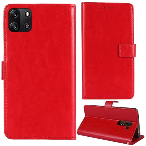 Anybird Flip Leder Tasche Hülle Für Oscal Flat 1C 6.56" Lederhülle Handyhülle Schutzhülle Klapphülle Handytasche Handy Etui Brieftasche Cover Case Abdeckung (Rot) von Anybird