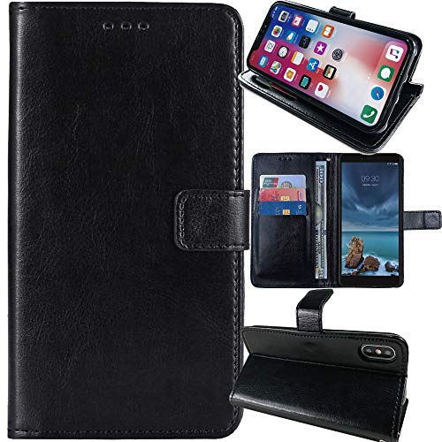 Anybird Flip Leder Tasche TPU Silikon Hülle Für Crosscall Core S4 / S5 2.4" Lederhülle Handyhülle Schutzhülle Handytasche Handy Etui Cover Case Abdeckung (Schwarz) von Anybird
