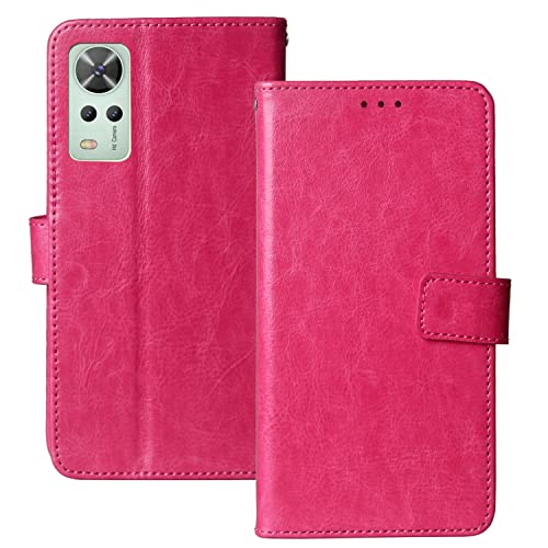 Anybird Flip Retro Leder Tasche Hülle TPU Silikon Für Cubot Note 30 6.52" Lederhülle Handyhülle Schutzhülle Klapphülle Handytasche Handy Etui Brieftasche Cover Case Abdeckung (Rose) von Anybird