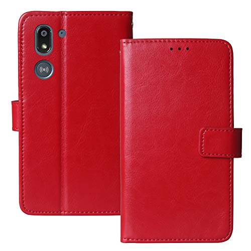 Anybird Flip Retro Leder Tasche Hülle TPU Silikon Für Doro 8050 5.7" Lederhülle Handyhülle Schutzhülle Klapphülle Handytasche Handy Etui Brieftasche Cover Case Abdeckung (Rot) von Anybird