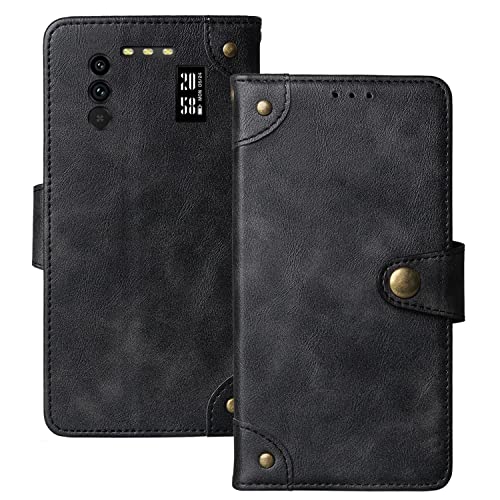 Anybird Retro Flip Schwarz Leder Tasche Hülle TPU Silikon Für Oukitel IIIF150 B1 6.5" Lederhülle Handyhülle Schutz Handytasche Handy Etui Brieftasche Cover Case Abdeckung von Anybird