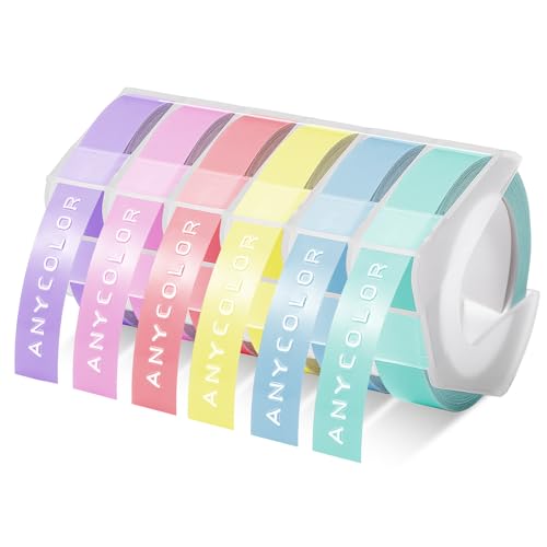 Anycolor 6-Rollen Kompatibel mit Dymo Omega Etikettenband Ersatz für Dymo Prägeband 9mm 3D Etikettenband für Dymo Omega Home Junior Organizer Xpress Motex E-101 E-303 Prägegerät von Anycolor