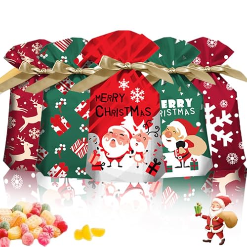 Anyingkai 50pcs Weihnachtsbonbontüte,Candy Tüten Weihnachten,Candy Geschenktüten,Candy Tüten,Geschenktüten Set,Geschenkverpackung Weihnachten, Umweltschutzmaterial Wiederverwendbar von Anyingkai