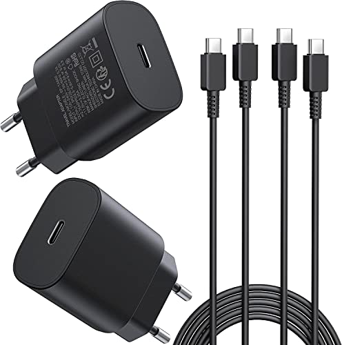 2er-Pack 25W Ladegerät USB C, Schnellladegerät PD 3.0 Ladestecker mit Schnellladekabel 1.8m Netzteil für Samsung Galaxy S23/S22/S21 Ultra/S21+/S20/Note20/S10/S9, iPhone 15 Pro Max Handy Ladegeräte von Anykon