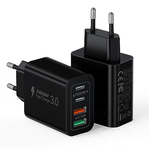 40W USB C Ladegerät, USB C Adapter mit 2 Port USB C und USB A Schnellladegeräte für iPhone 15 Pro Max 14 13 12 11 SE, Samsung Galaxy S23 Ultra S22+ S21+ S20, Fast Charger USB C Handy ladegerät von Anykon