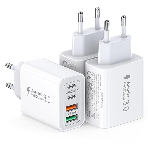 40W USB C ladegerät, mehrfach Schnellladegerät 3 Pack mit USB C und USB Adapter, für iPhone 14 Pro Max 13 12 11 SE, Samsung Galaxy S23 S22 S21 Ultra S21+ S20, Handys Ladegerät USB C Netzteile von Anykon