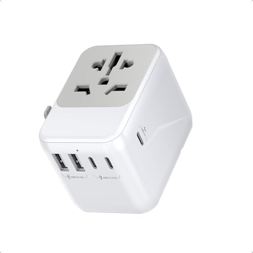 Reiseadapter Weltweit USB C Ladegerät mit 2 USB und 3 USB-C, internationaler Universal Steckdosenadapter, globaler Reisestecker-PD Adapter mit doppelter 10A Sicherung, geeignet für EU, USA, UK, AU Reiseadapter Weltweit USB C Ladegerät mit 2 USB und 3 USB-C, internationaler Universal Steckdosenadapter, globaler Reisestecker-PD Adapter mit doppelter 10A Sicherung, geeignet für EU, USA, UK, AU von Anykon