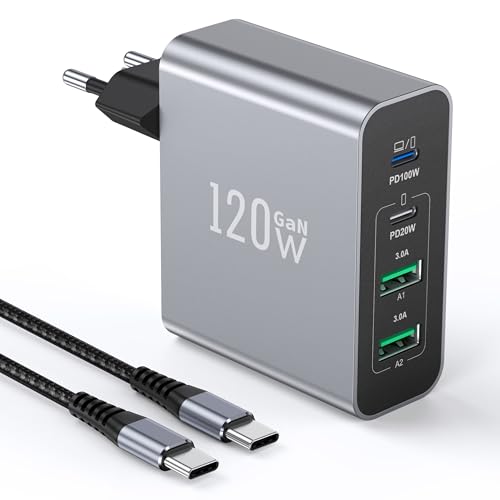 USB C Ladegerät, 120W 4-Port USB C Ladegerät Mehrfach mit USB-C und USB-A,Schnellladegerät USBC PD3.0 Power Adapter, USB C Netzteil für iPhone 16 15 14 Pro/Pro Max,MacBook Air Pro,Samsun.g,Handys Lade USB C Ladegerät, 120W 4-Port USB C Ladegerät Mehrfach mit USB-C und USB-A,Schnellladegerät USBC PD3.0 Power Adapter, USB C Netzteil für iPhone 16 15 14 Pro/Pro Max,MacBook Air Pro,Samsun.g,Handys Lade von Anykon