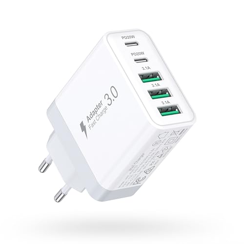 USB C Ladegerät, 5-Port Schnell ladegeräte USB C Ladestecker Charger USB c, für iPhone 16 Pro Max/15 Pro Max/14 Pro Max, Samsun.g/Google/Tablet, stecker netzteile für Handys von Anykon