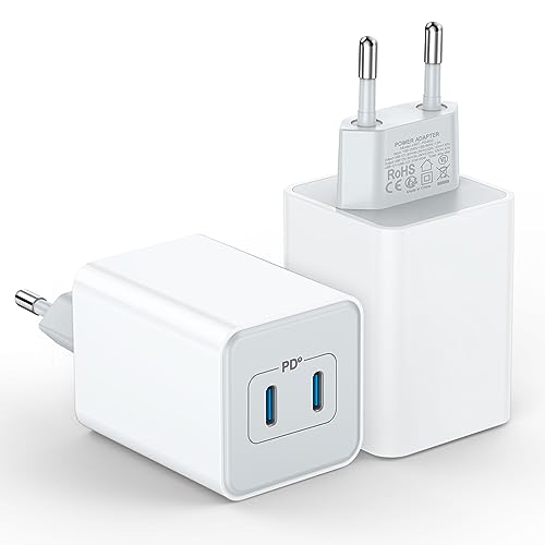 USB C Ladegerät 40W, 2er-Pack Dual C Port Schnellladegerät 20W Ladegerät für iPhone 15 Pro Max/11/12/13/14 Pro Max/Mini, Samsung Galaxy S22 Ladegerät, Handy Netzteil Adapter USB C 5g Ladegerät von Anykon