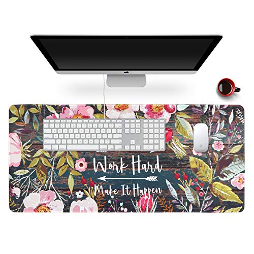 Anyshock Schreibtischmatte, verlängertes Gaming-Mauspad, großes 89.9x39.9 cm, XXL-Laptop-Mauspad mit genähten Kanten, rutschfeste Unterseite, Damen, Herren (Blumenkranz) von Anyshock
