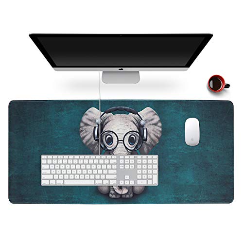 Anyshock Schreibtischunterlage, erweitertes Gaming-Mauspad, 89.9 x 39.9 cm, XXL-Laptop-Mauspad mit genähten Kanten, rutschfeste Unterseite, Mädchen, Männer (niedlicher Elefant) von Anyshock
