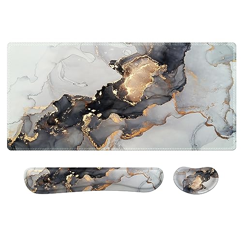 Anyshock Schreibtischunterlagen-Set, ergonomisches Mauspad mit Handgelenkauflage, Tastatur-Handgelenkauflage, Computer-Schreibtischunterlage, groß, Gel-Mauspad mit Handgelenkstütze für Heimbüro, von Anyshock