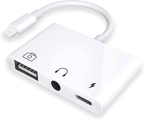 Anytrox USB-3-Kamera-Adapter, 3-in-1-USB-OTG-Geräteadapter mit Aufladen und 3,5-mm-Kopfhörer-Aux-Klinken-Splitter, kompatibel mit Telefon SE/Max/11/X/Xs/8P/7P Pad Pod von Anytrox