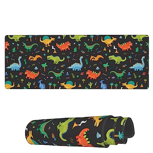 AoHanan Großes Mauspad, Dinosaurier, Palmen, Gaming-Mauspad, erweiterte Tastatur, Schreibtischunterlage, rutschfest, genähte Kanten, Gummi-Tischmatte, 80 x 30 cm von AoHanan