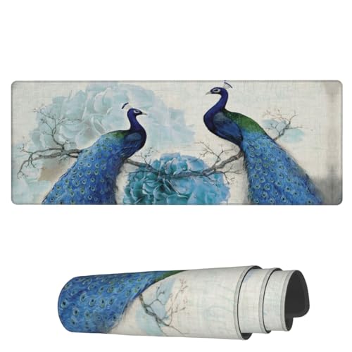 AoHanan Großes Mauspad, erweitertes Gaming-Mauspad mit genähten Kanten, 3 mm, Bürodekoration, für Damen und Herren, Computerzubehör für Zuhause, Büro, 80 x 30 cm, Blau von AoHanan