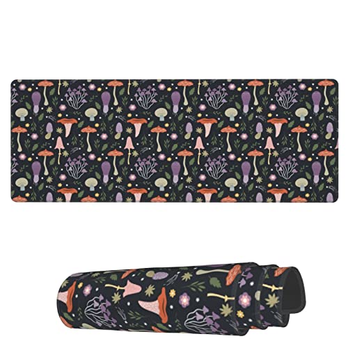 AoHanan Großes Mauspad, skurrile Pilze, Gaming-Mauspad, erweiterte Tastatur, Mauspad, Schreibtischunterlage, rutschfest, genähte Kanten, Gummi-Tischmatte, 80 x 30 cm von AoHanan