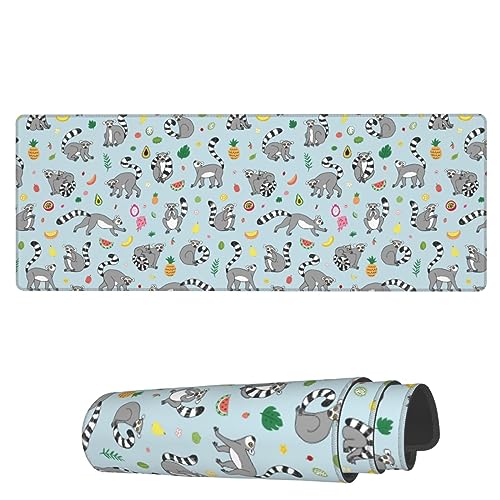 AoHanan Lemur Großes Mauspad mit tropischem Tiermotiv, Schreibtischunterlage für Desktop-Tastatur, Mauspad, rutschfeste Gummiunterseite, Gaming-Mauspad für Schule, Zuhause, Büro, 31,5 x 30 cm, 3 mm von AoHanan