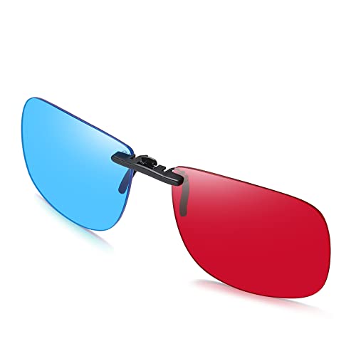 AoHeng Rot Blau/Cyan 3D Anaglyphen Brille Clip für 3D Filme Comics für Brillenträger,Leichter,Klarer,Heller von AoHeng