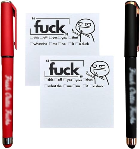 2 Stück Kreative Lustige Haftnotizen und Stifte, Fresh Outta Fucks Pad and Pen, Fresh Outta Fucks Sticky Notes und Stift, Neuheit Notizbuch und Gelschreiber Notes für Kollegen Boss (1pcs A+B) von Aoblok