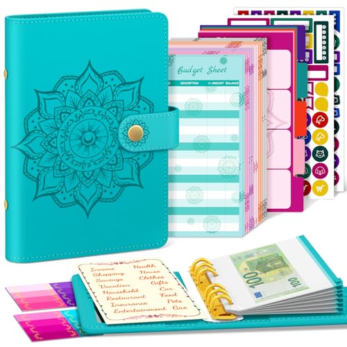 A6 Budgetplaner Budget Binder, Haushaltsbuch A6 Budgetplaner Geldumschläge, Finanzplaner Buget Sparmappe (Blau-ohne Kalender) von Aocii