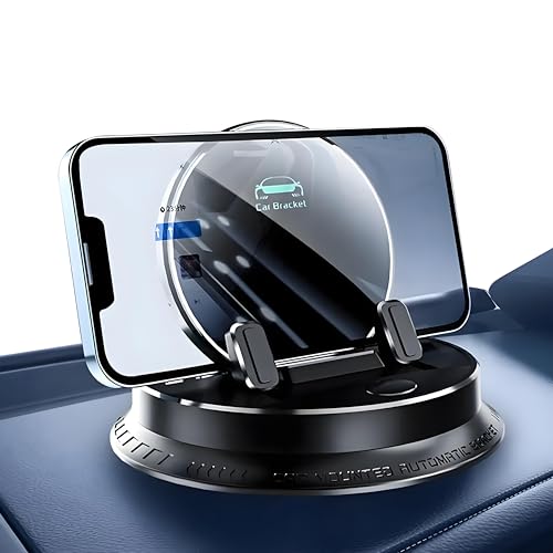Handyhalterung Auto,Handy Halterung,Multifunktionaler 360° Drehbare Handyhalterung mit Automatischer Verriegelung Rutschfester Universelle Fahrzeughalterung fürs Armaturenbrett im Auto (Schwarz) von Aodejoy